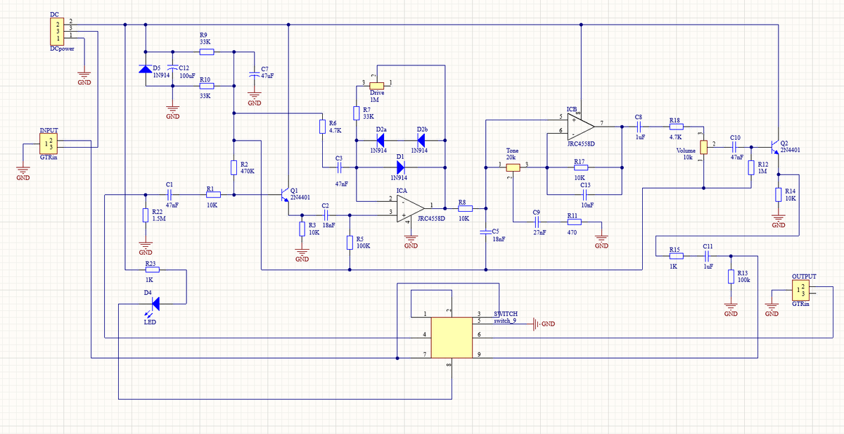 BOSS SD-1 Overdrive电路图